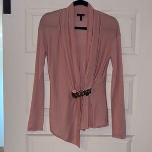 Escada Blush Pink Silk & Cashmere Blend Cardigan with Removable Broach Bow
